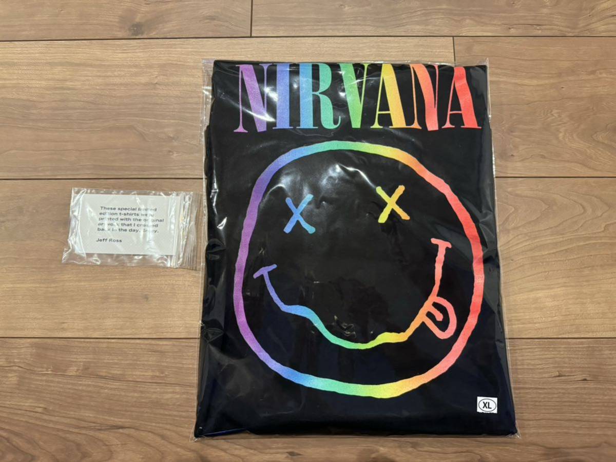 激レア 限定50枚 Jeff Ross証明書付 Nirvana ニルバーナ ニルヴァーナtシャツ レインボー スマイル スマイリー Smileビンテージ XL_画像1