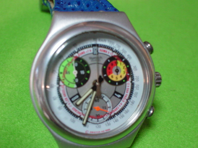 珍品　デザイン　SWATCH　SWISS　IRONY　ALUMINIUM　クロノグラフ　AG１９９５　腕時計_画像1