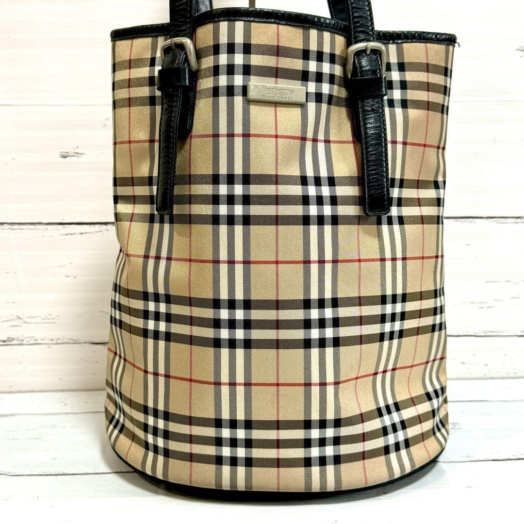 美品】BURBERRY バーバリー ブルーレーベル ノバチェック バケツ 美品】BURBERRY バーバリー ブルーレーベル ノバチェック バケツ