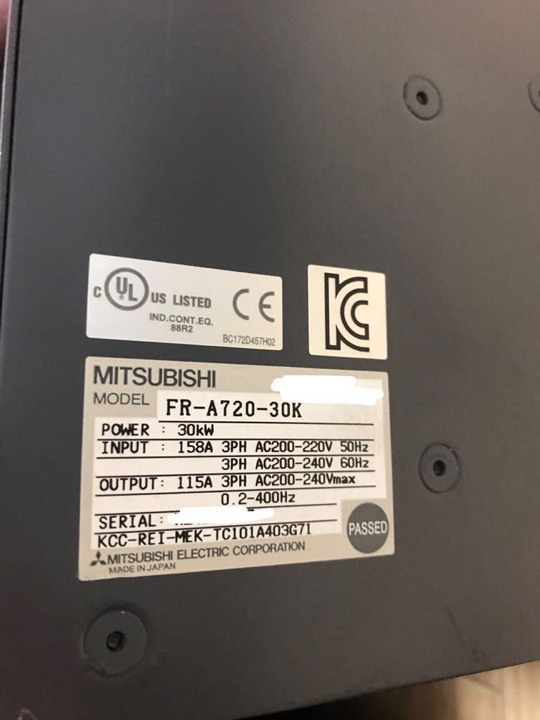 中古美品三菱電機 MITSUBISHI インバーター FR-A720-30K動作保証 中古美品三菱電機 MITSUBISHI インバーター FR-A720-30K動作保証