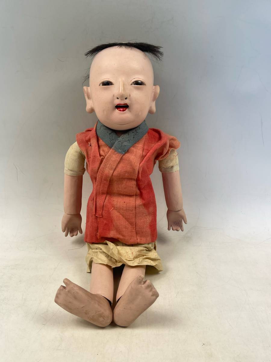 古い抱き人形男の子無銘傷みあり明治時代市松人形39㎝－日本代購