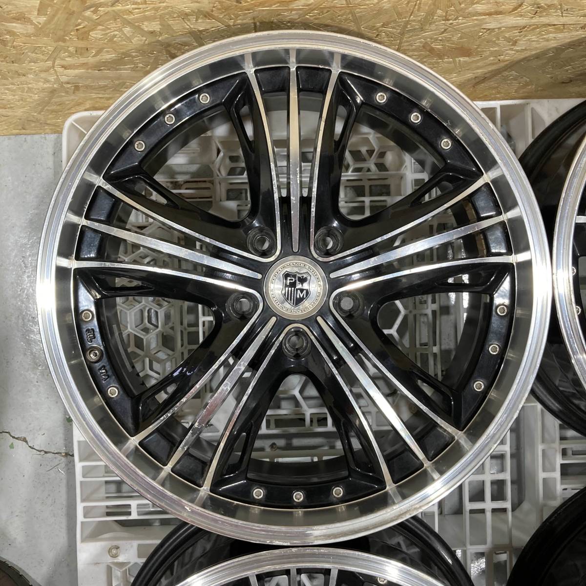 【青森発】PM PERFORMANCE WHEELS 18インチ 18x7J OFF:+55 PCD114.3-5H ハブ72 4本セット 【G0305】_画像8