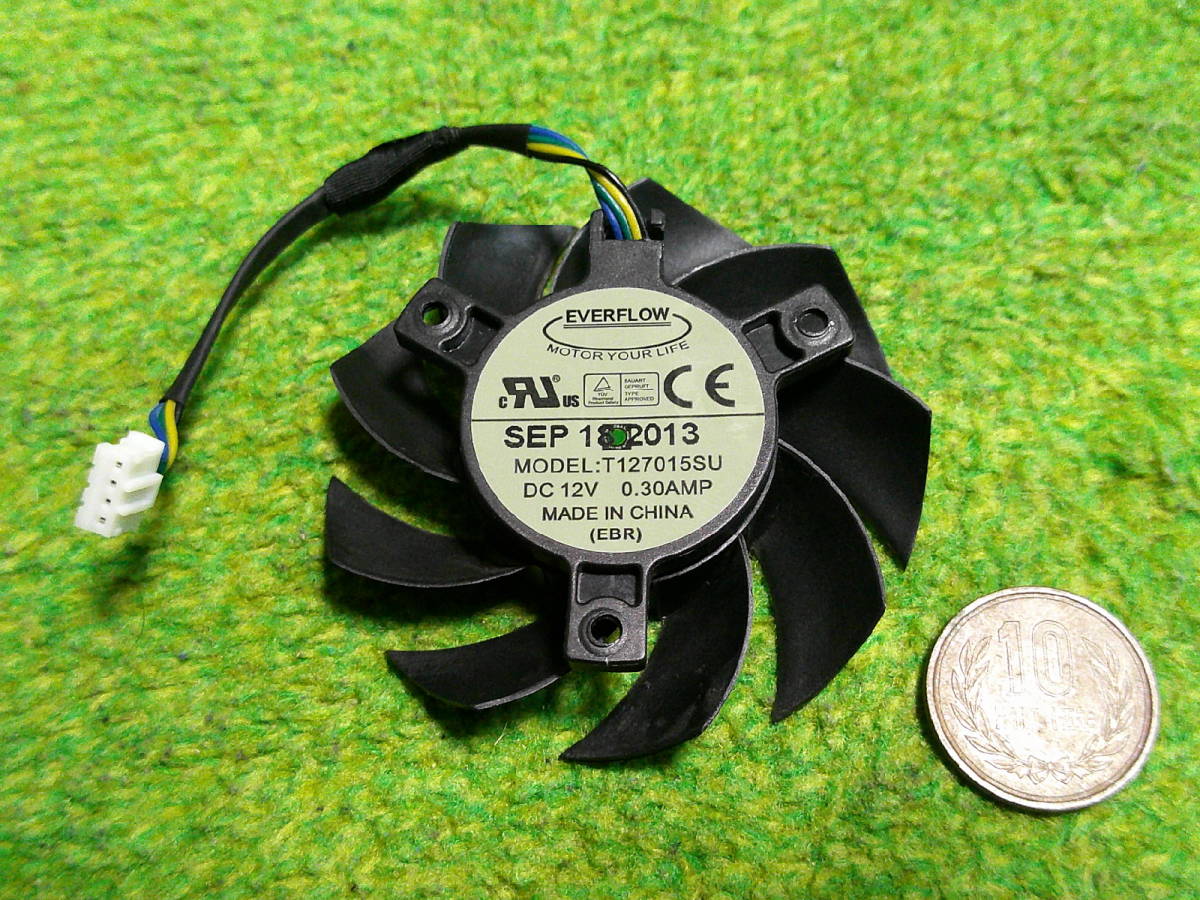 EVERFLOW T127015SU　65 mm DC 12 V 0.30 A 4pinビデオグラフィックスカード冷却ファン_画像1