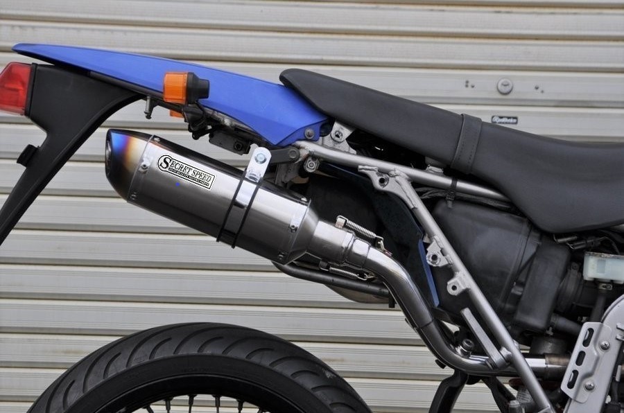 SECRET SPEED★カワサキ Dトラッカー125 KLX125 FI スリップオンマフラー ブルー サイレンサー モタード オフ車 異形 ステンレスの画像5