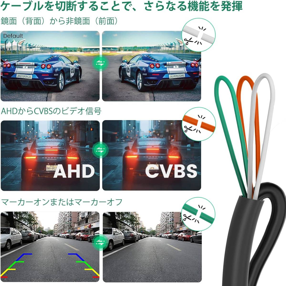 ブラック 車載 バックカメラ，AHD 720P リアビューカメラ 車、SUV、キャンピングカー、トレーラー、キャラバン、バン、ピッ_画像4