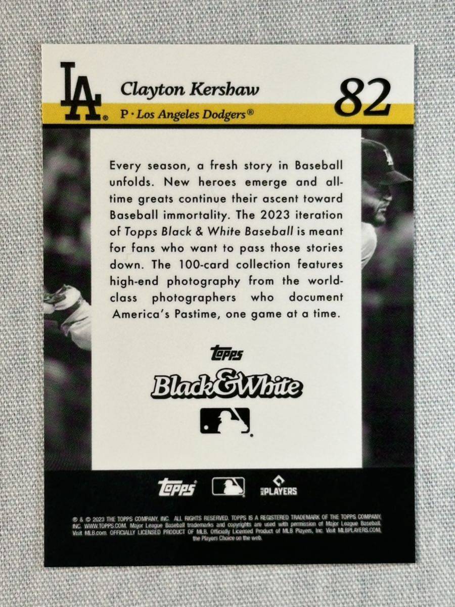 Clayton Kershaw Topps Black & White 2023 ベースカード_画像2