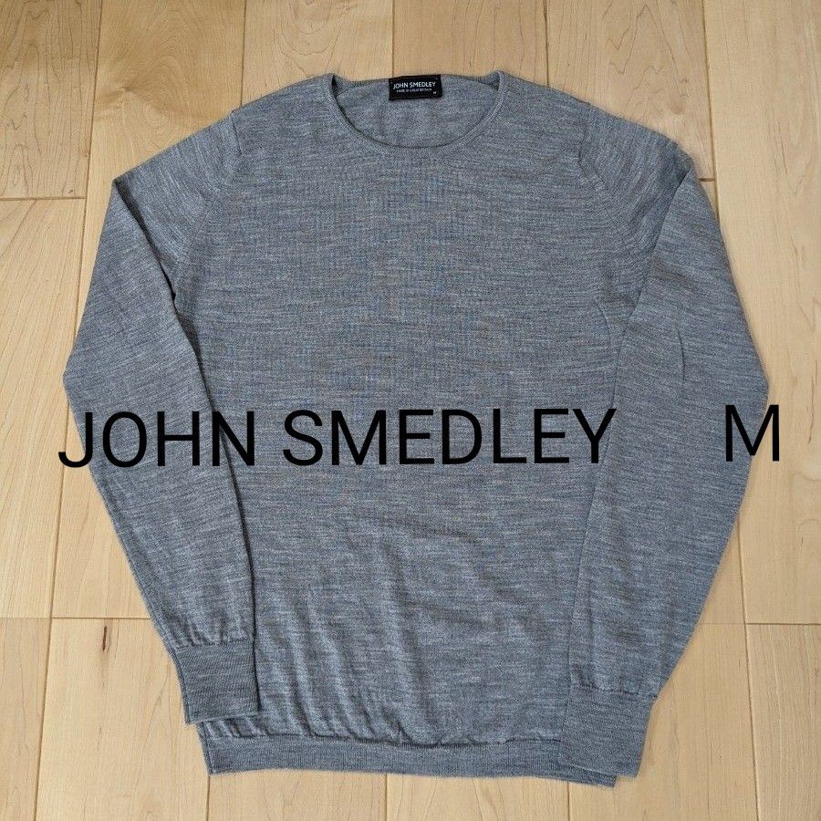 JOHN SMEDLEY 　ジョンスメドレー クルーネックニット　Ｍ　グレー セーター 長袖 グレー ニット ウール