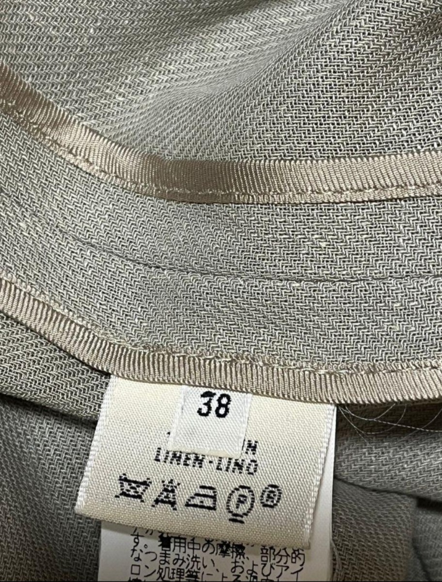 HERMES Margiela Vintage エルメス マルジェラ ヴィンテージ 100% リネン ノーカラー ノースリーブ ワンピース ベルト 38サイズの画像9