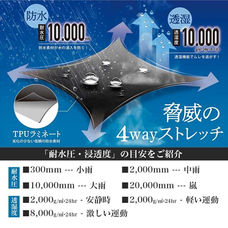 4WAYストレッチシールドEX 耐水圧10,000mm (ベージュ/S) 7572 防水 レインコート レイン レイングッズ レインウェア ストレッチ素材_画像6