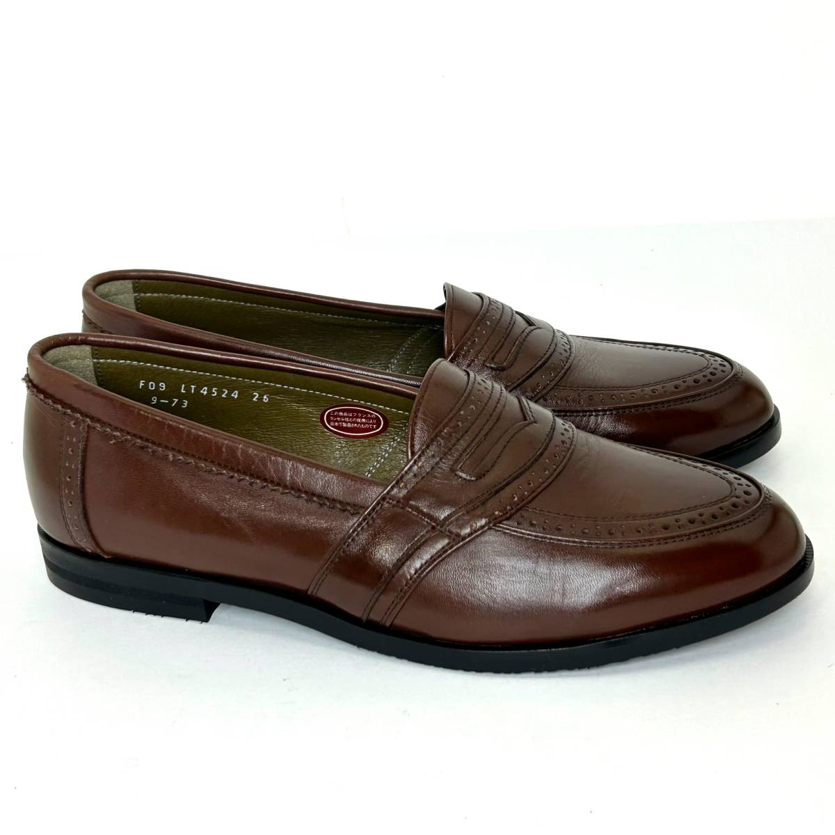  prompt decision made in Japan unused . close LANCEL Lancel men's 26cm EE original leather Loafer tea Brown casual dress shoes leather shoes used 