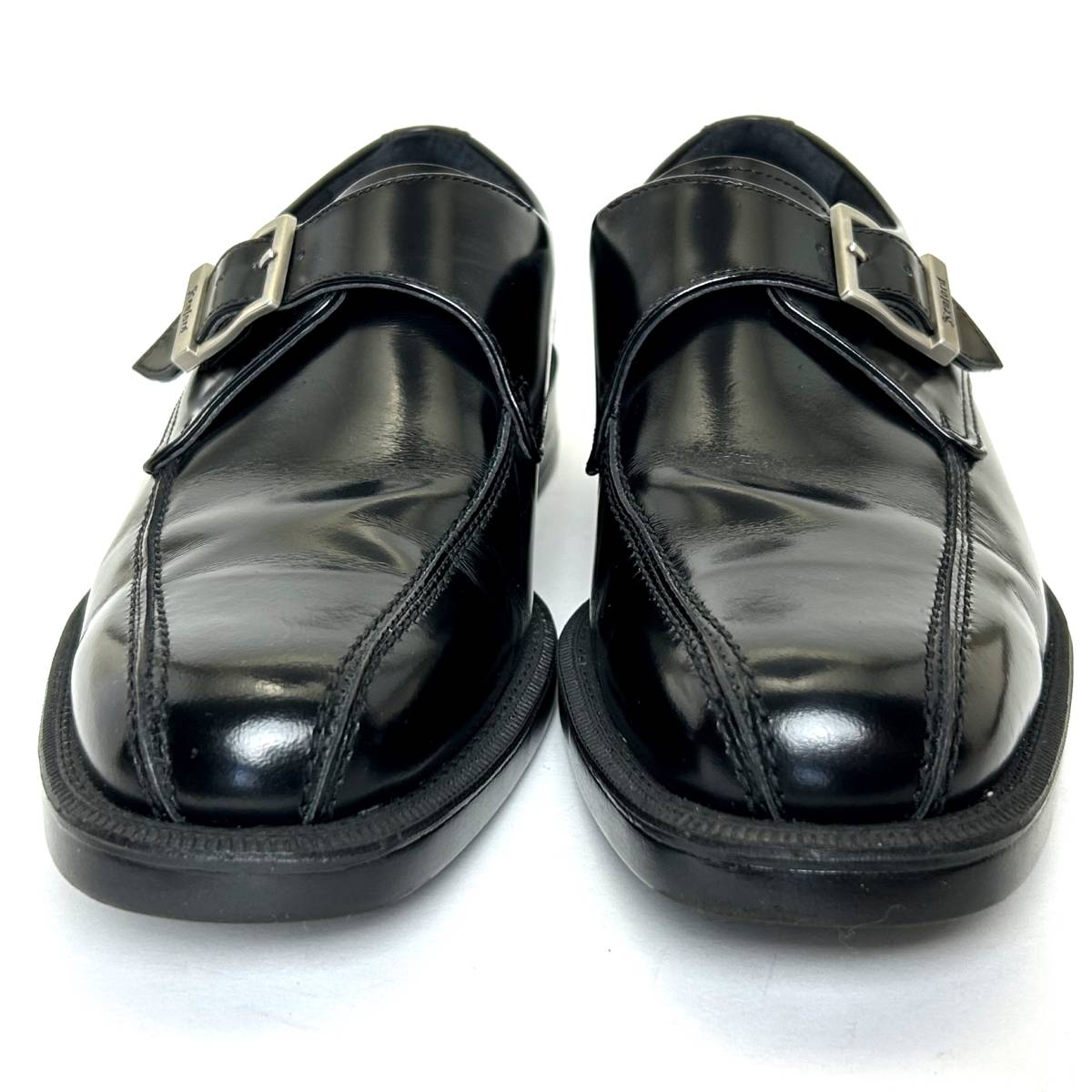即決 使用少 KENFORD ケンフォード メンズ 24.5cm 3E レザー モンクストラップ 黒 ビジネス カジュアルシューズ 革靴 REGAL リーガル 中古