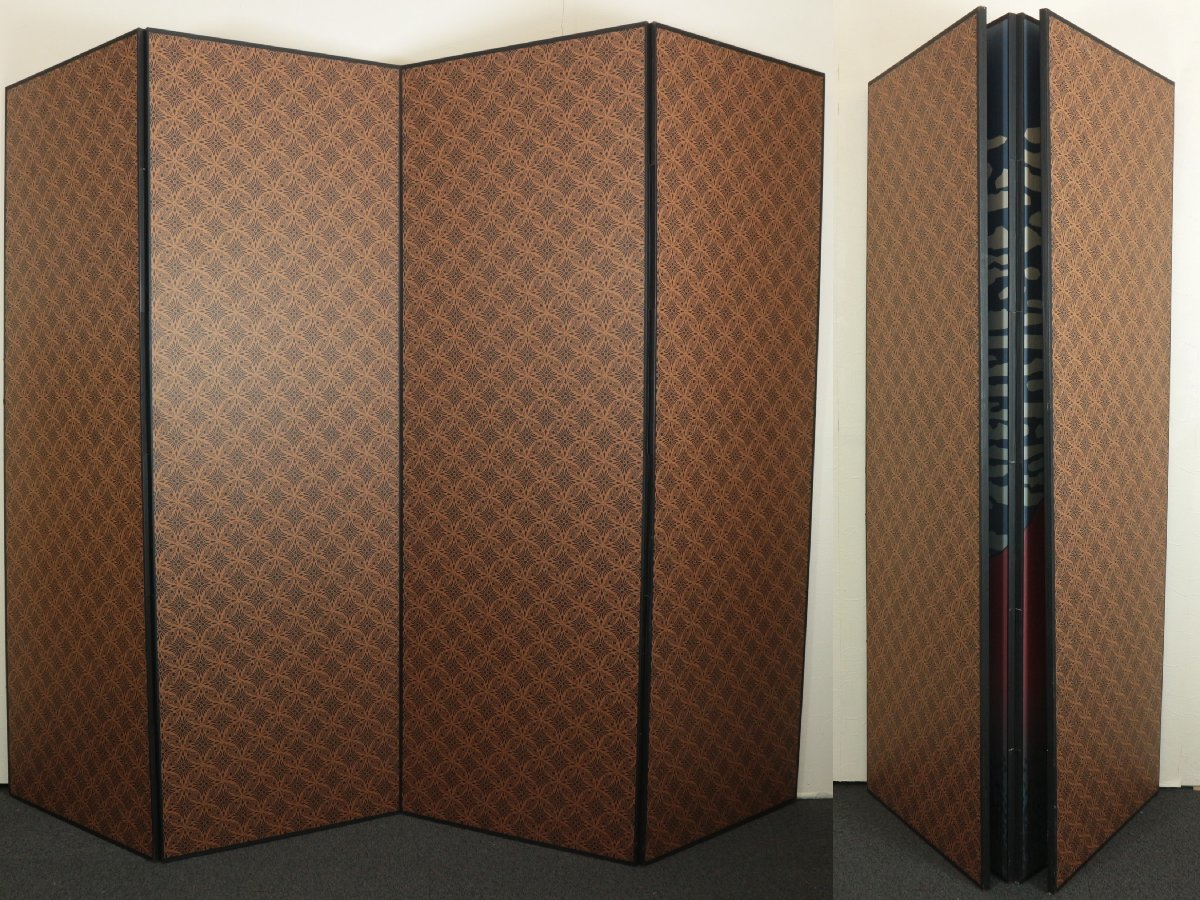  folding screen .. three 10 six .. manner .. four bending one . red Fuji printing Japanese picture height approximately 180cm
