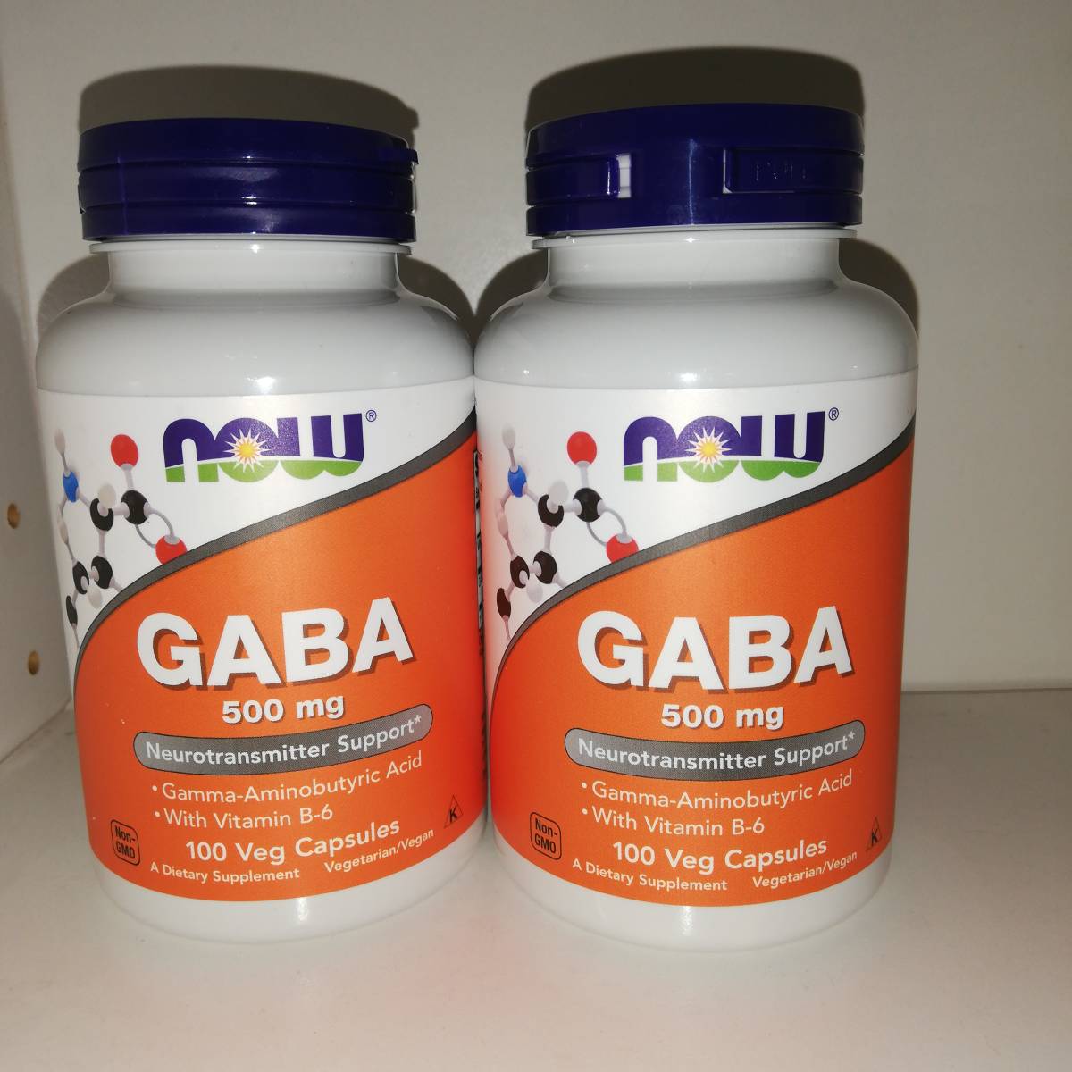 【2個セット】GABA 500mg ビタミンB6配合 100カプセル ギャバ NOW Foods ナウフーズ【新品・送料込】_画像1