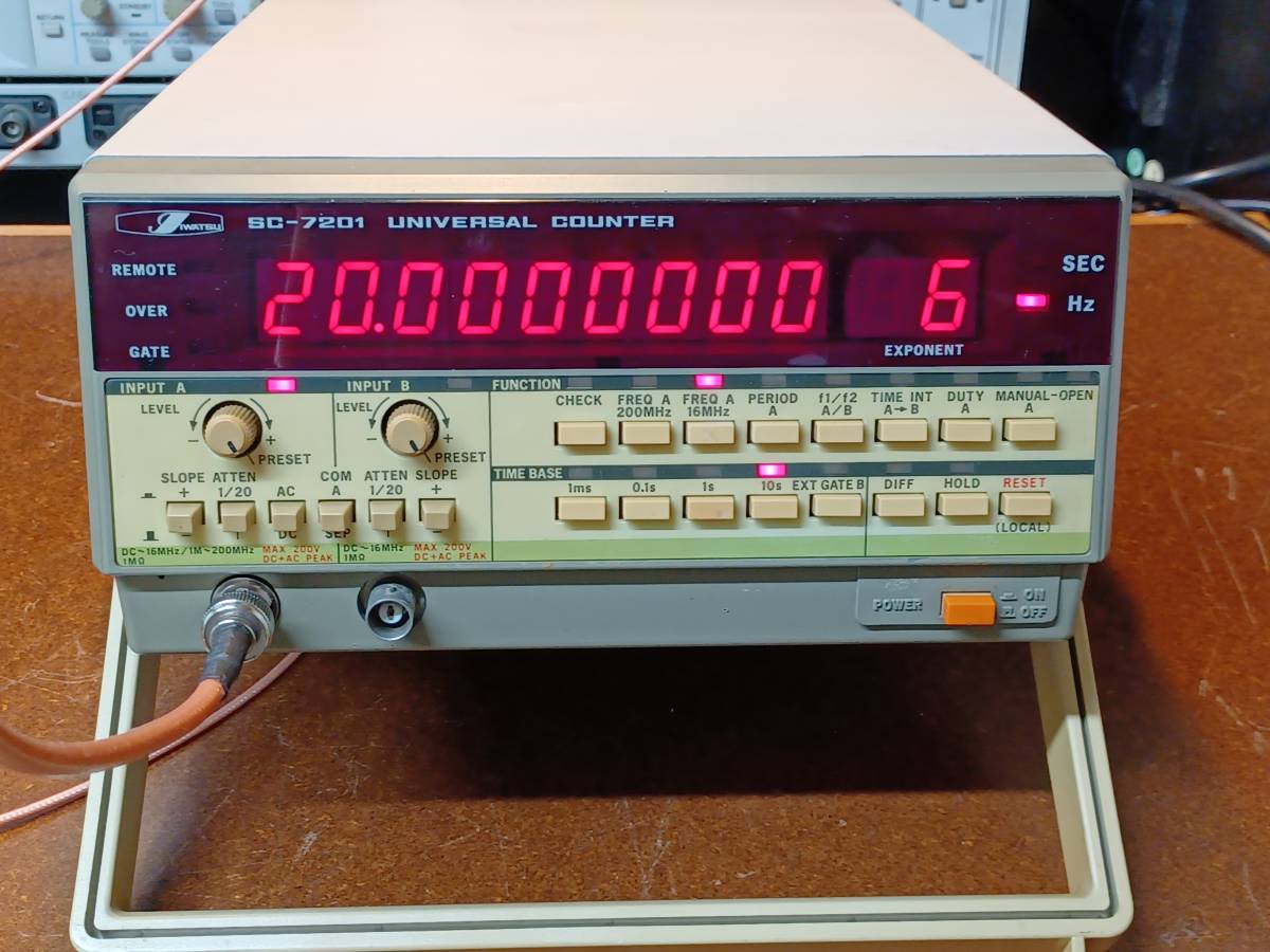 IWATSU ＜SC-7201＞ UNIVERSAL COUNTER Max:391MHz ユニバーサルカウンター　周波数カウンター_FREQ A(16MHz),GATE=10sec,Input=20MHz