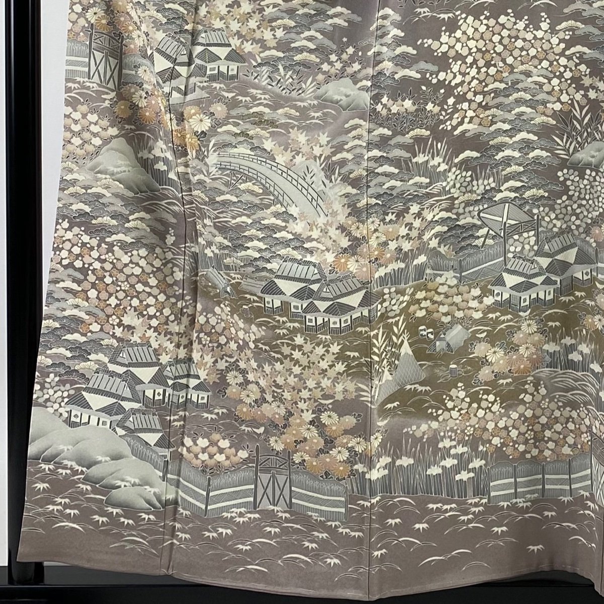 訪問着 身丈158.5cm 裄丈64cm M 袷 茶屋辻 松竹梅 金糸 ぼかし 灰紫 正絹 美品 名品 【中古】_バイセル 14088_2