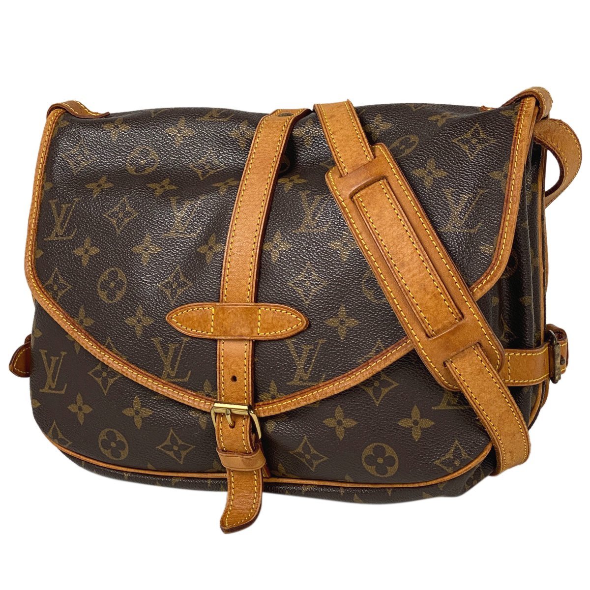 ルイ・ヴィトン Louis Vuitton ソミュール 30 斜め掛け ショルダーバッグ モノグラム ブラウン M42256 レディース 【中古】_バイセル 14172_1