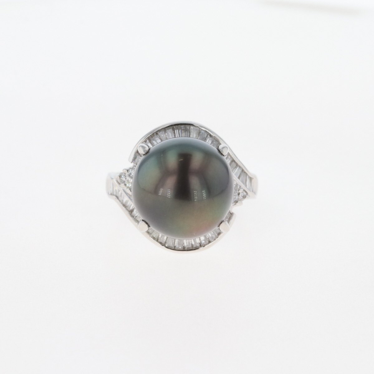 パール デザインリング プラチナ 指輪 メレダイヤ 真珠 リング 13号 Pt900 パール ダイヤモンド レディース