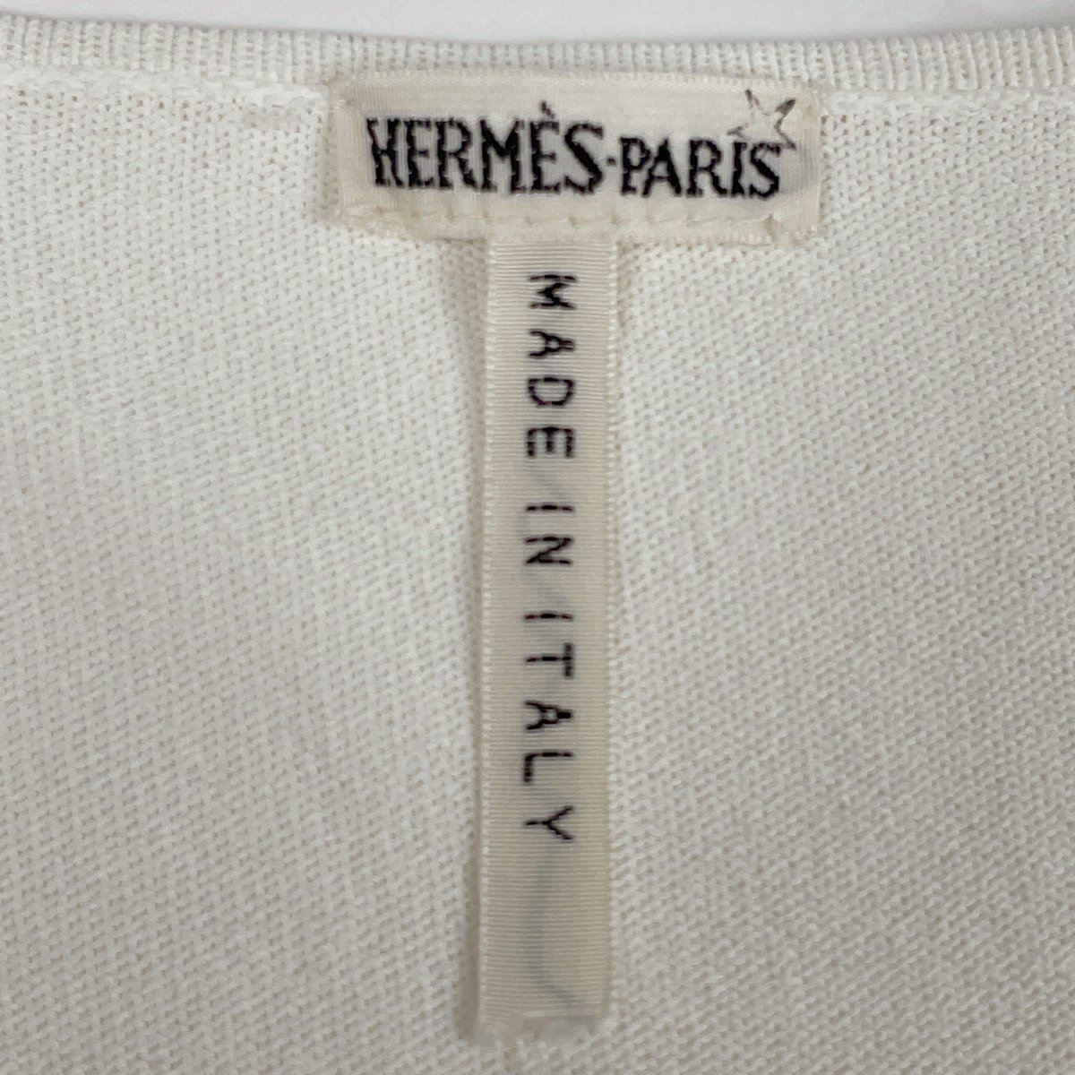  Hermes HERMES Logo button cardigan Margiela period Star Mark tops rayon polyester white lady's [ used ]