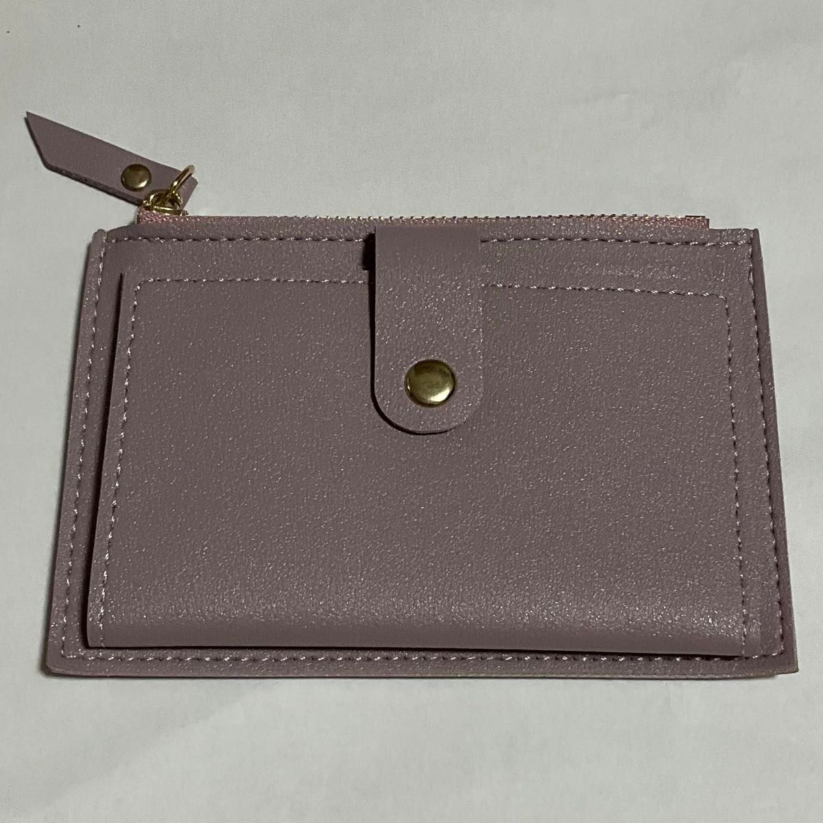 ミニ財布　ミニウォレット　二つ折り財布　財布　コインケース　小銭入れ　軽量　くすみパープル　ポケットサイズ　カードケース　紫　