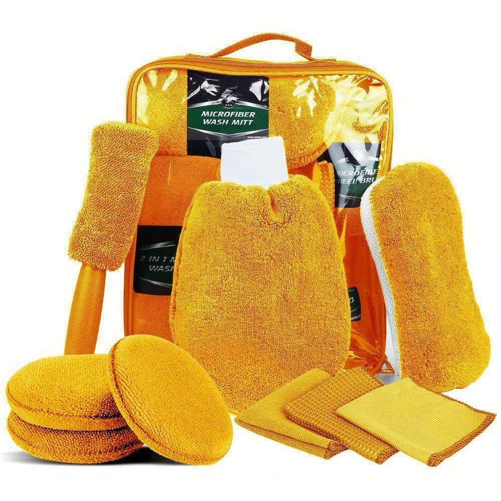  car wash towel . car sponge car wash glove tire brush wax sponge storage bag attaching 10 point set 