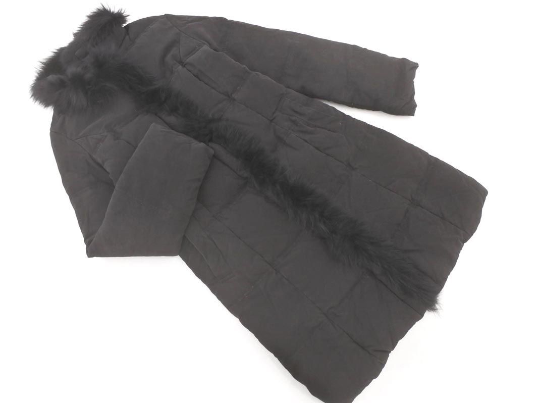 J&R J&R fox fur long down coat sizeM/ black *# * dkc9 lady's 