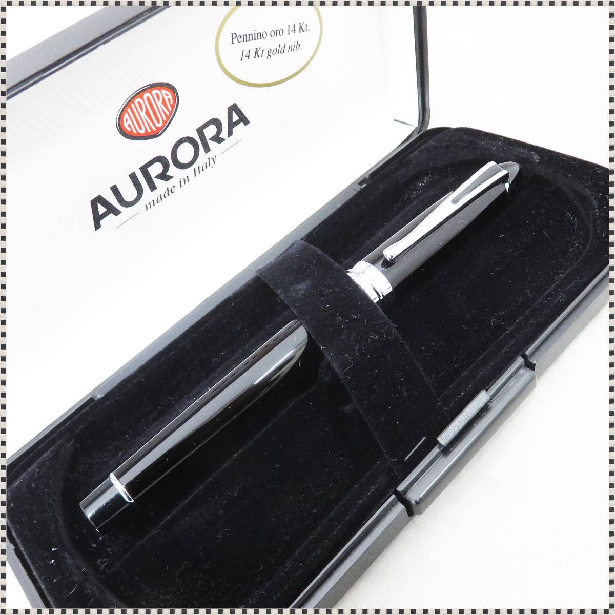 【 美品 】 アウロラ ペン先 K14WG 14K 585 万年筆 AURORA 黒 HA010606