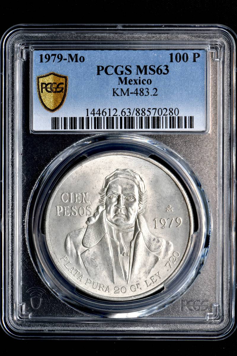 1円〜★金曜終了【PCGS MS63】1979 メキシコ 100P銀貨 未使用 世界コイン 古銭 貨幣 硬貨 銀貨 金貨 銅貨【決済期限火曜日】_画像3