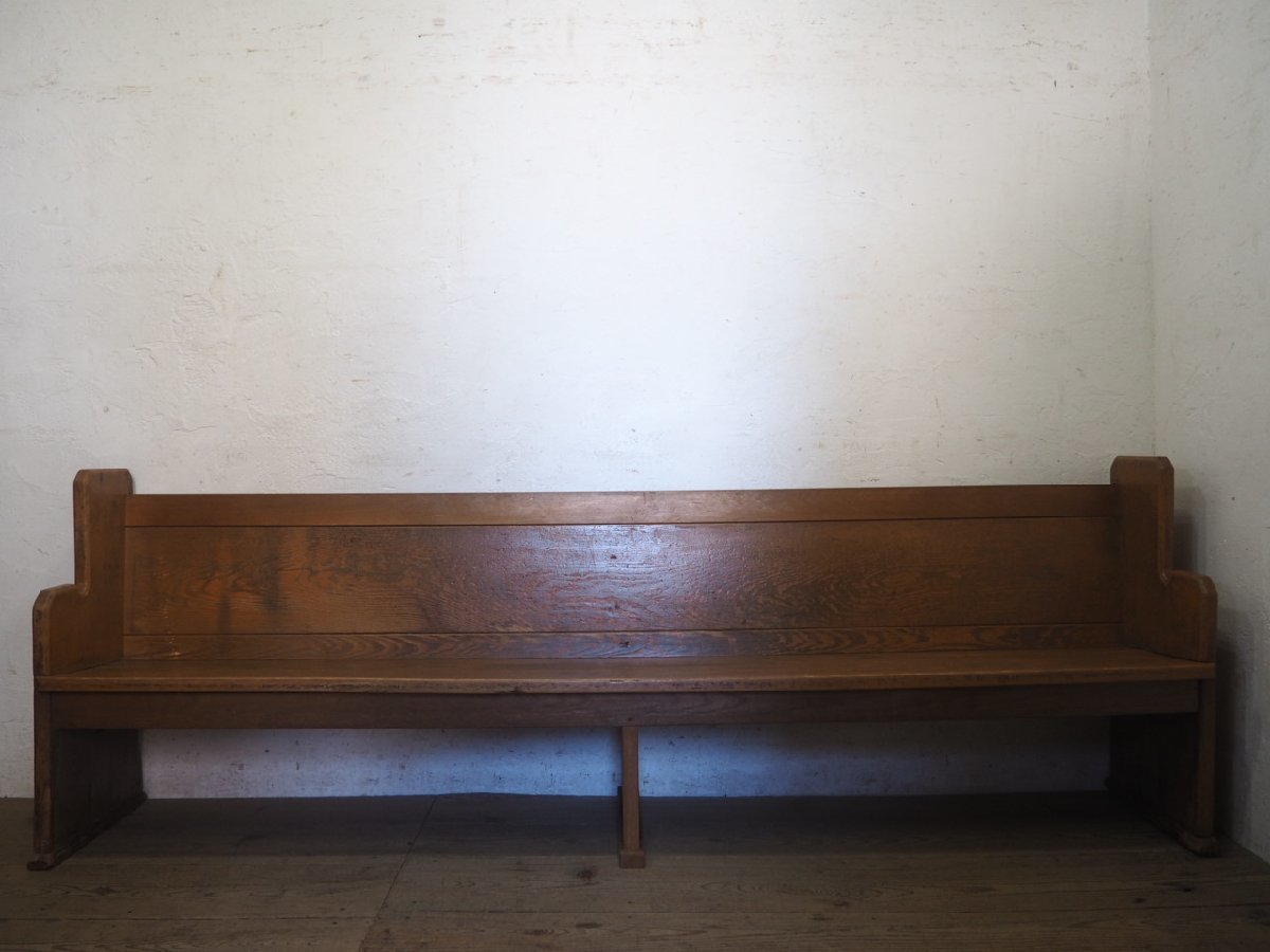 タ荷J0877◆⑦W244cm◆アンティーク◆古い教会の大きい木製チャーチベンチ◆椅子 イス チェア チャーチピュー オールド レトロV(ヤF)卸_画像10