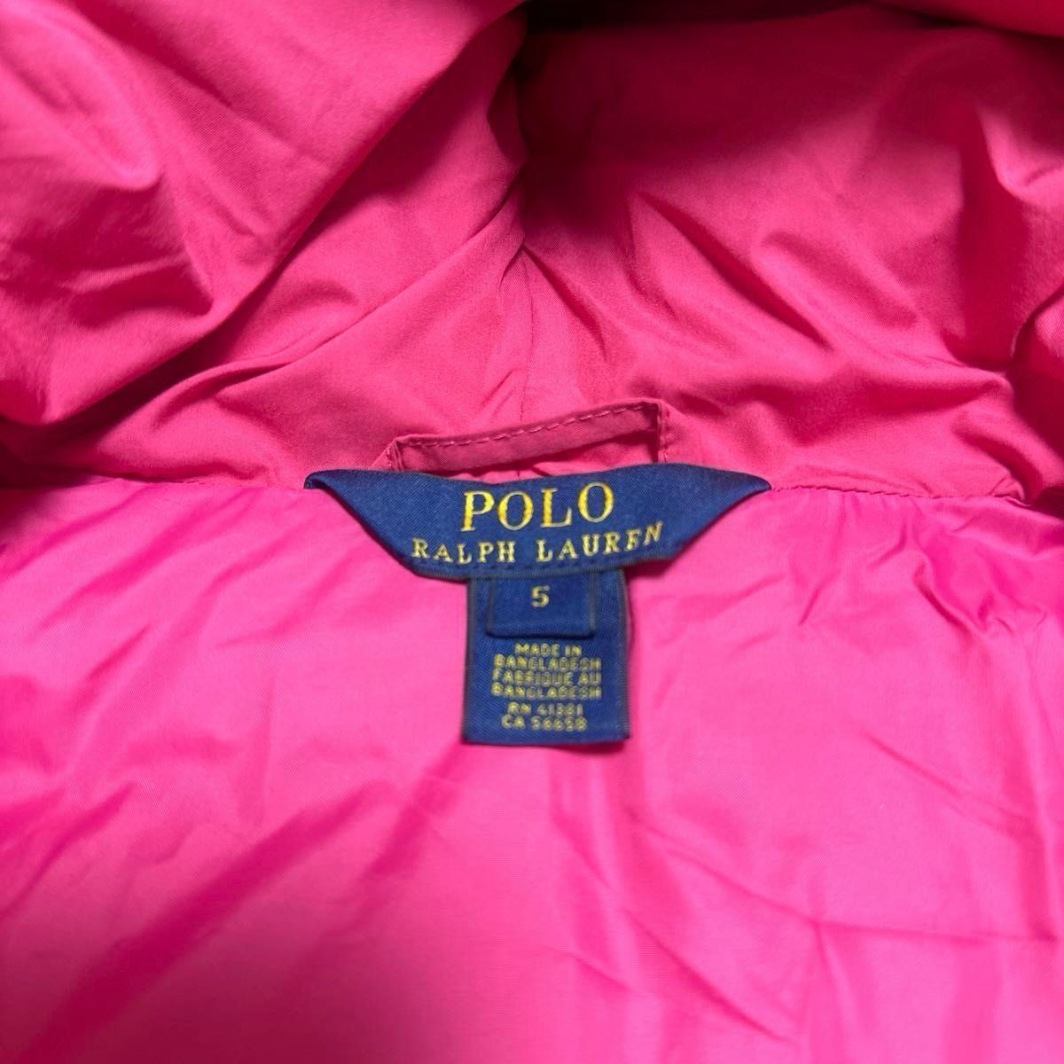ラルフローレン ダウンジャケット RALPH LAUREN POLO ピンク　女児　ダウン　コート　サイズ5 110〜120