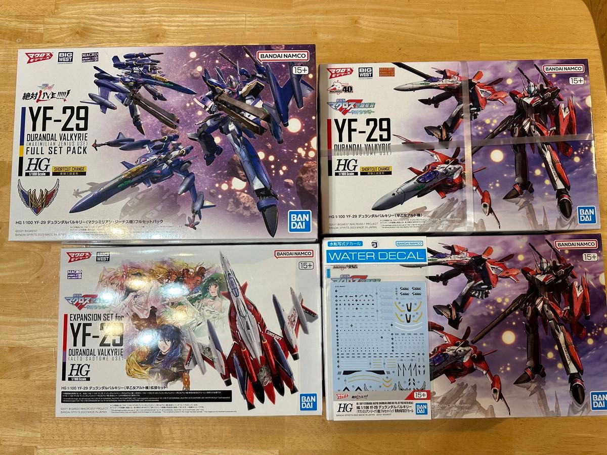 HG YF-29デュランダルバルキリーアルト機2個、ジーナス機フルセットパック水転写デカール付き、アルト機拡張セット計5個セット