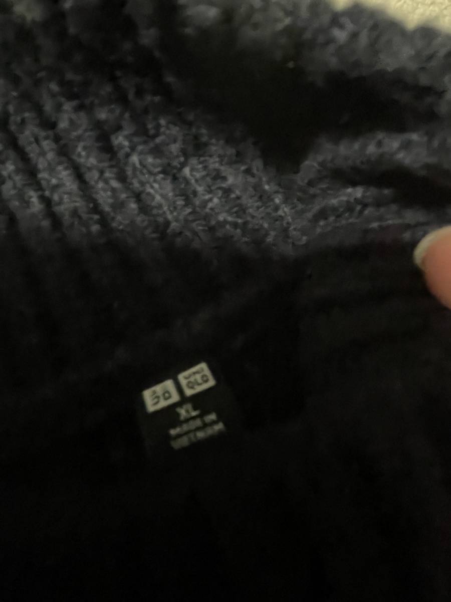 USED・ユニクロ・タートルネックセーター・長袖ニット・厚手セーター・サイズXL・紺色・1800円_画像9