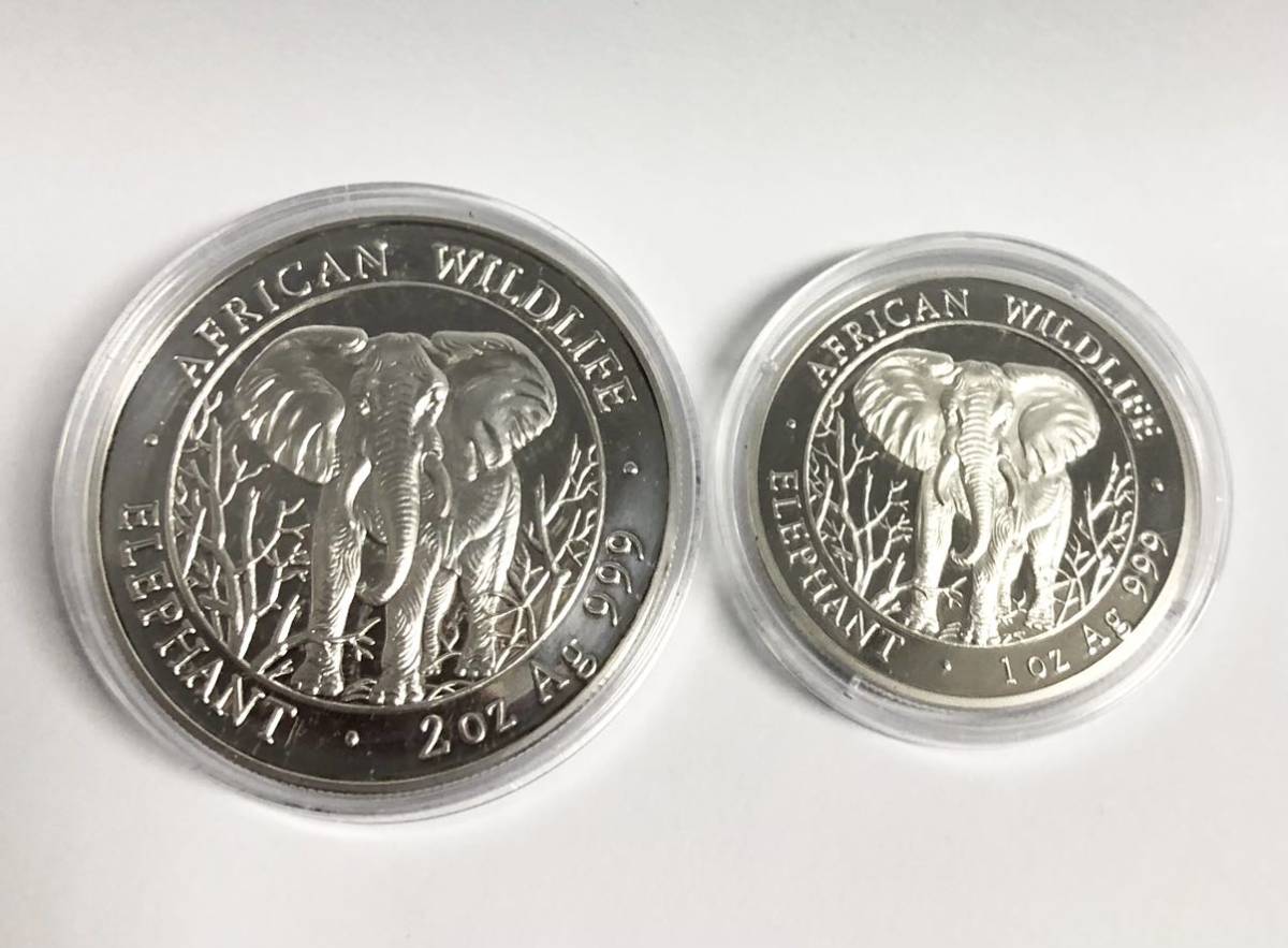 SOMALIA 銀貨 2004年 African Wildlife 象 銀貨セット シルバー プルーフコイン 木箱付き_画像3