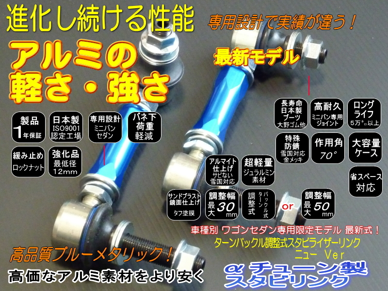 ジムニー シエラ 調整式 スタビリンク スタビライザーリンク ローダウン専用 JB74W 高耐久軽量強化品 ブルー_画像1