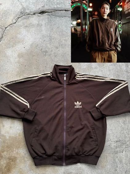 在原みゆ紀 着用 80s 90s vintage adidas ビンテージ アディダストラックジャケット L ブラウン 茶 ヴィンテージ ジャージ ビンテージ_画像1