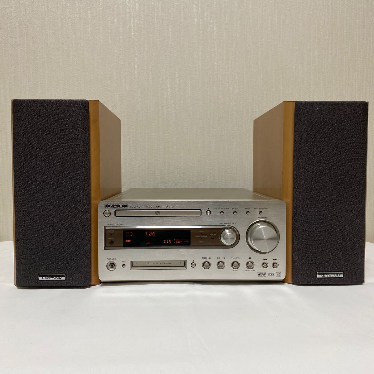 【１円出品】【売り切り】【CD/MD動作品】KENWOOD ケンウッド ミニコンポ/本体 R-K700/スピーカー LS-K707/(2007年製) リモコン他付属_画像1