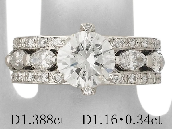 ダイヤモンド/1.388ct サイドダイヤ/1.16ct 0.34ct デザイン リング Pt900 12.5号の画像1