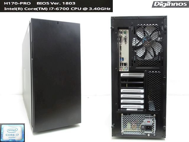 S2808L Diginnos デスクトップPC ★Core i7-6700 (第6世代)/メモリ8GB/SSD480GB/HDD3TB/OSなし/ASUS H170 PRO★BIOS起動のみ確認_画像1