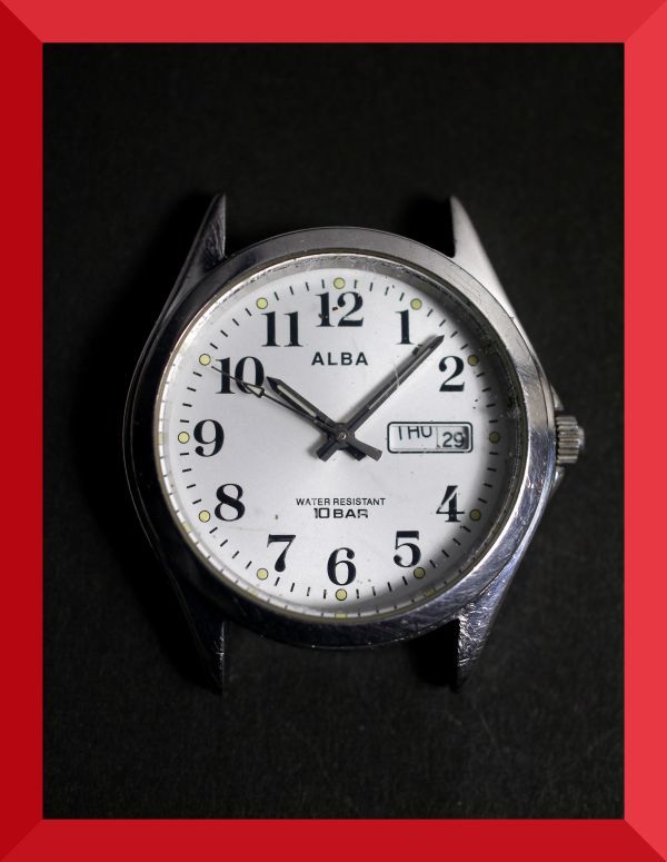 セイコー SEIKO アルバ ALBA クォーツ 3針 デイデイト 7N33-K002 男性用 メンズ 腕時計 W829_画像1