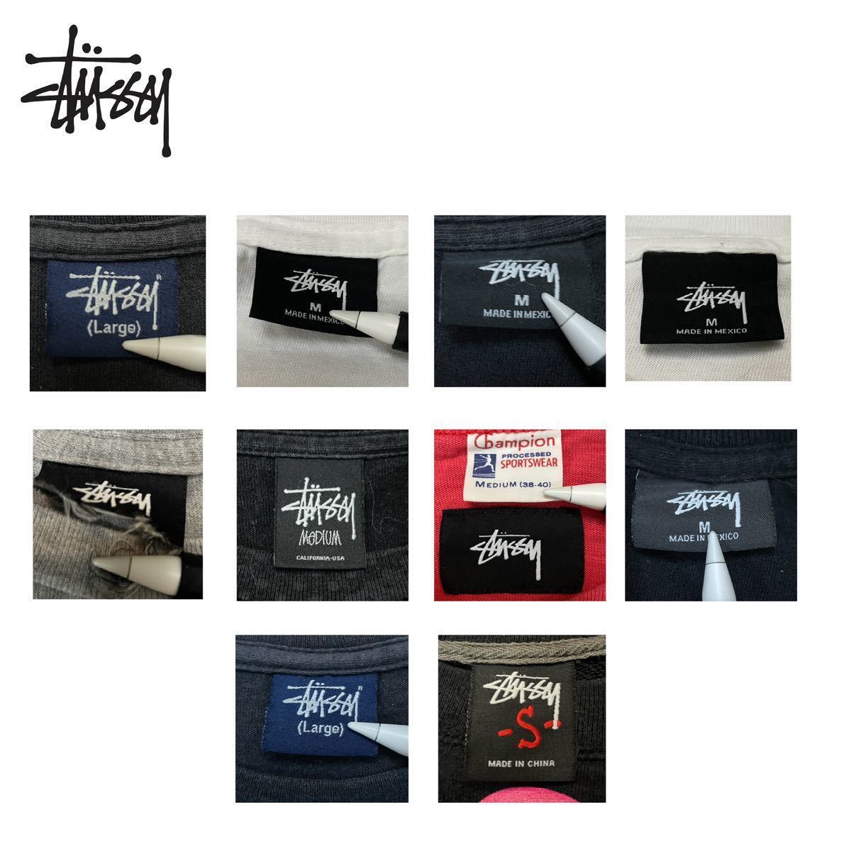 【レアあり】ヴィンテージ Stussy 11点セット ステューシー スウェット クルーネックTシャツ ロンT ロゴ シャツ 定番 人気 まとめ S M L_画像8