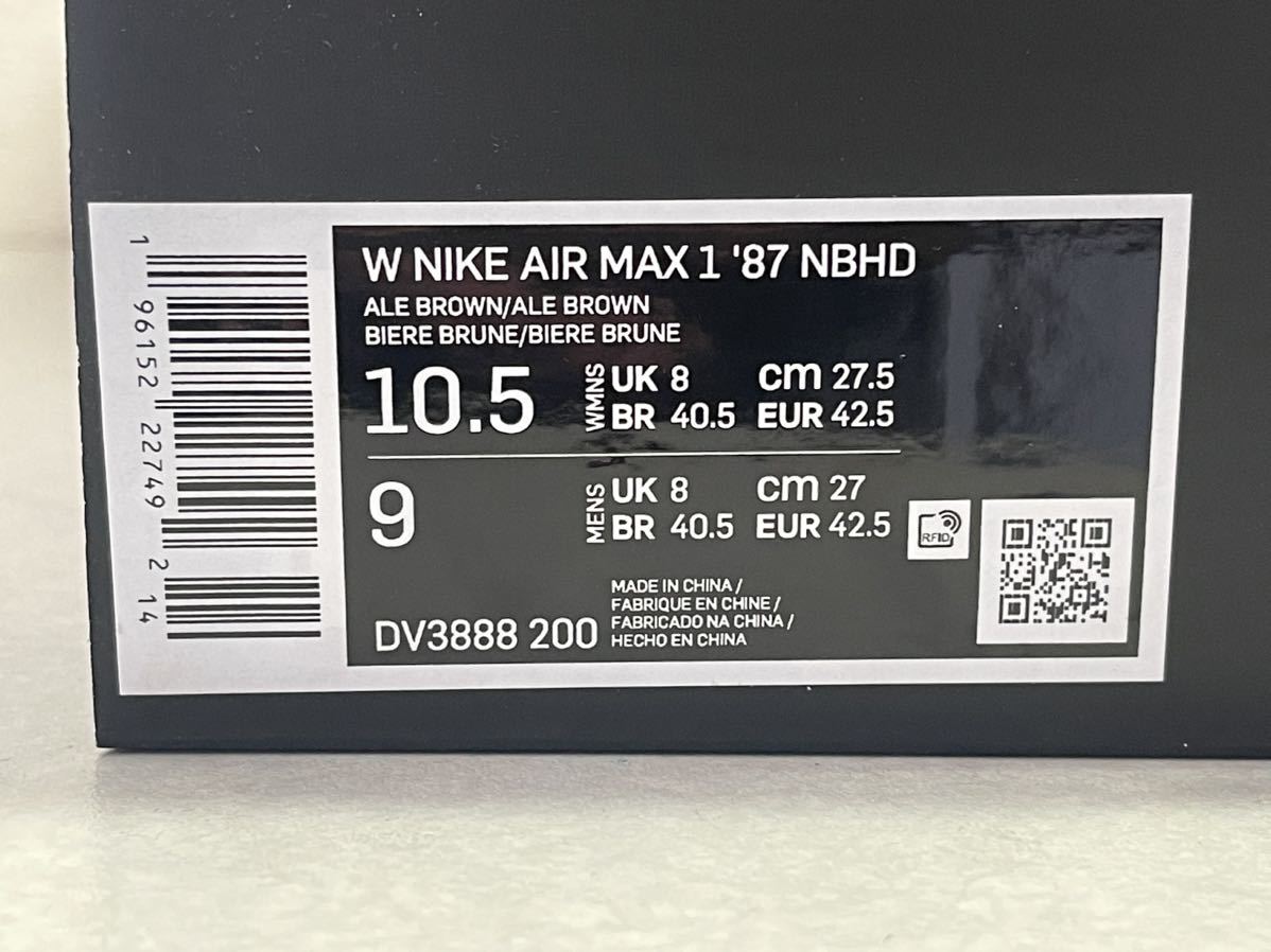 NIKE W AIR MAX 1 '87 NBHD LUXE エア マックス ネイバーフッド リュクス US10.5 国内正規 未使用 DV3888-200_画像5