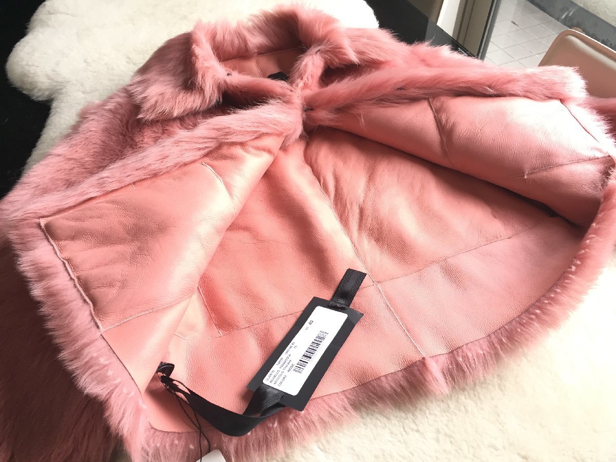  быстрое решение новый товар с биркой a Pal tomon обслуживание BLANCHA Blanc ka пик мутоновое пальто *40 размер розовый 