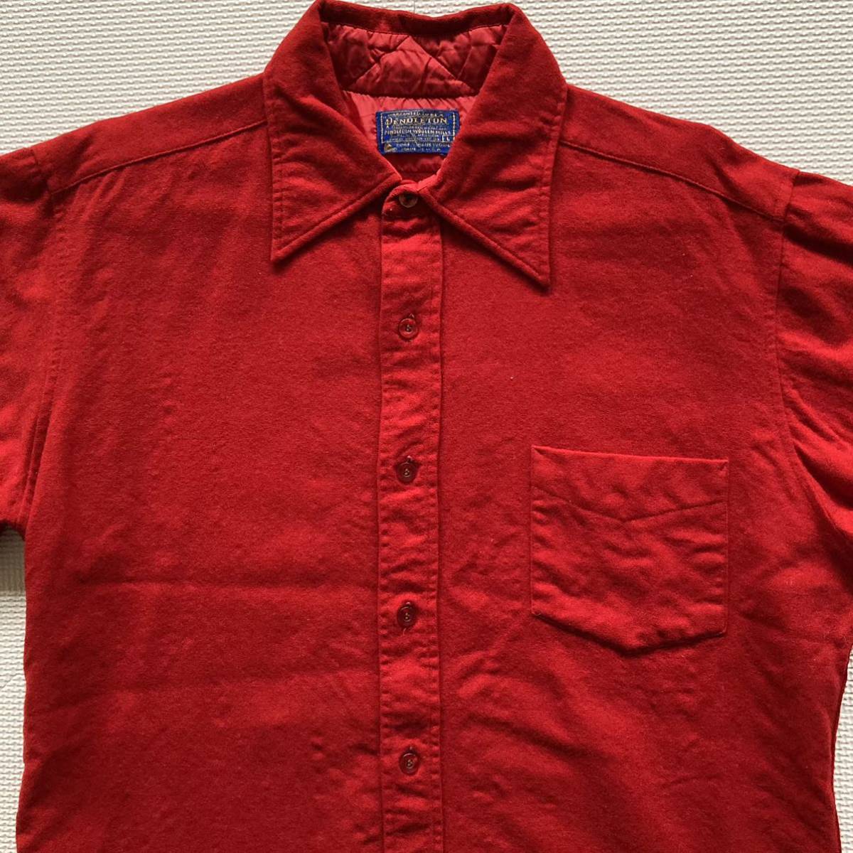 70s PENDLETON ペンドルトン ウールシャツ 長袖シャツ レッド L_画像3