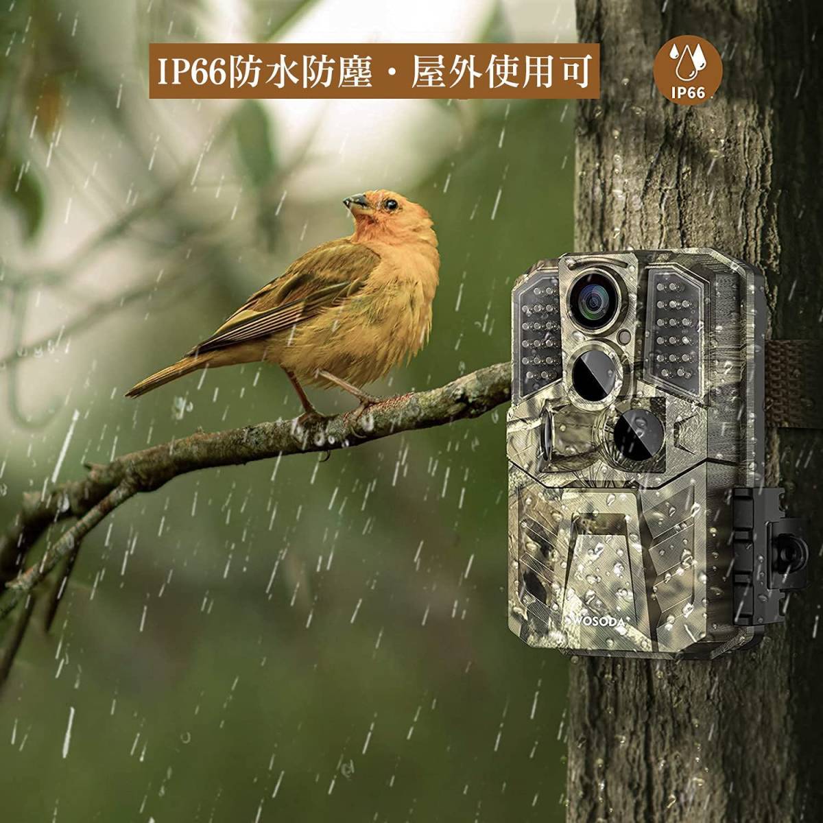 トレイルカメラ 防犯カメラ 赤外線カメラ 1920PフルHD 2400万画素 IP66級防水防塵 32GBメモリーカード付き_画像5