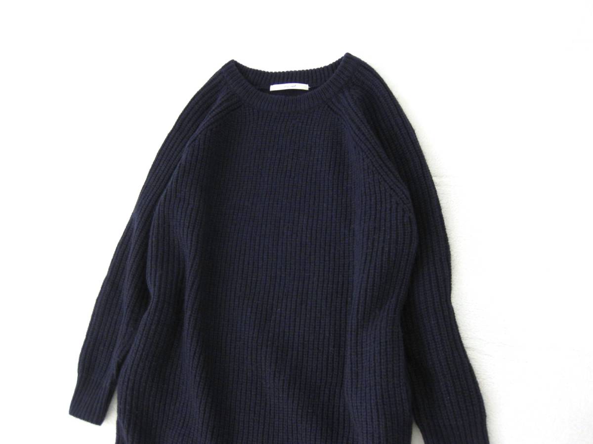 送料込☆URBAN RESEARCH☆ニットワンピース☆長袖☆NAVY☆F☆アクリル混☆クルーネック☆ひざ丈☆アーバンリサーチ_画像2