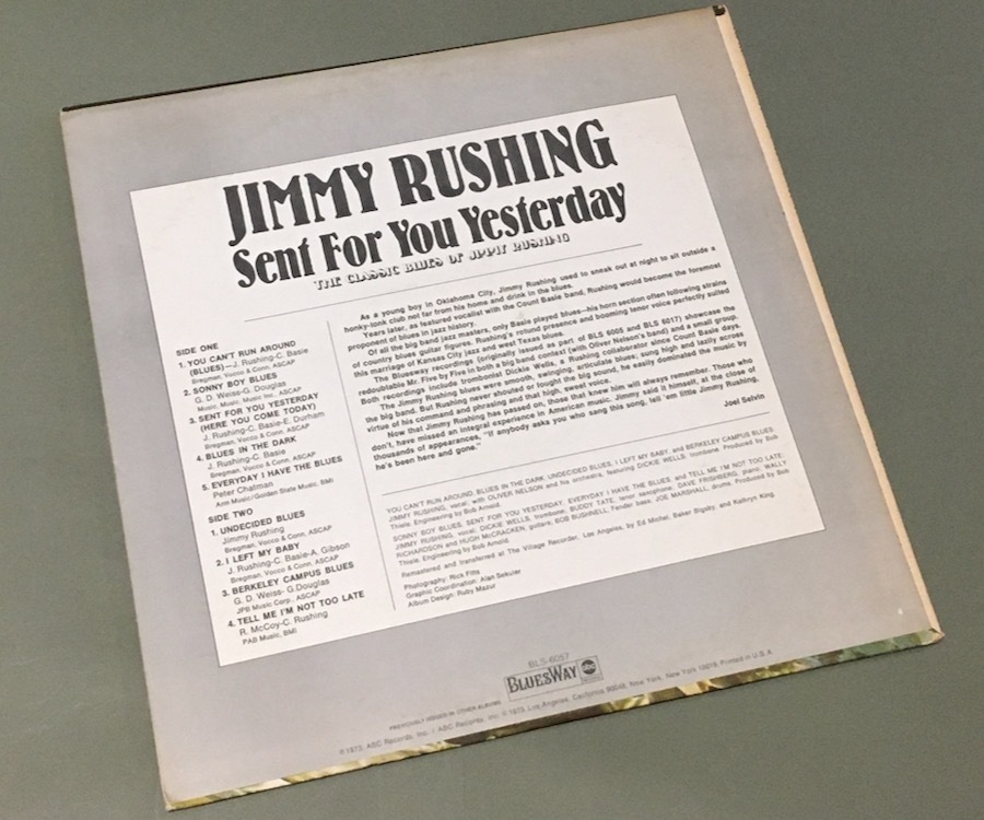 LP［ジミー・ラッシング／Sent For You Yesterday-The Classic Blues Of Jimmy Rushing］us◆白ラベル◆BluesWay◆Count Basie_画像2