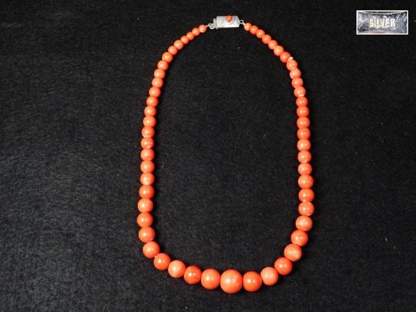 【6781】和装小物　大正～昭和　本珊瑚保証　ネックレス　重量43ｇ（初品・買取品）