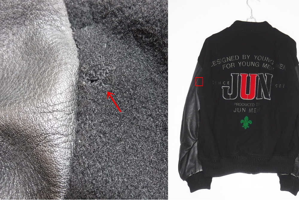 即決 JUN MEN ジュンメン 80s 90s袖革スタジャン SIZE=M 即決 JUN MEN ジュンメン 80s 90s袖革スタジャン SIZE=M