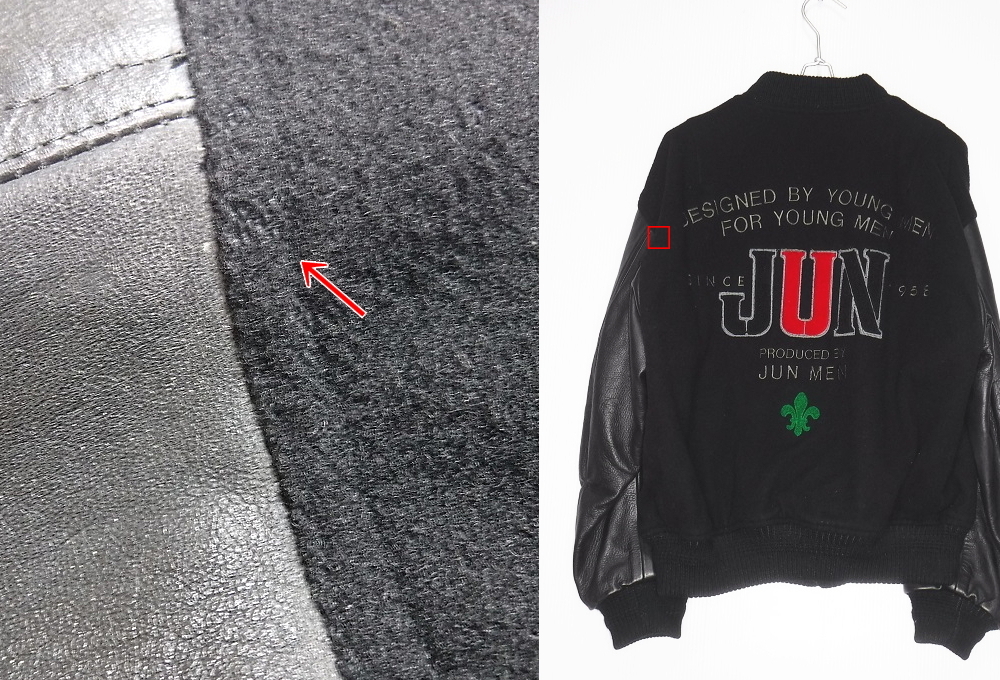 即決 JUN MEN ジュンメン 80s 90s袖革スタジャン SIZE=M 即決 JUN MEN ジュンメン 80s 90s袖革スタジャン SIZE=M