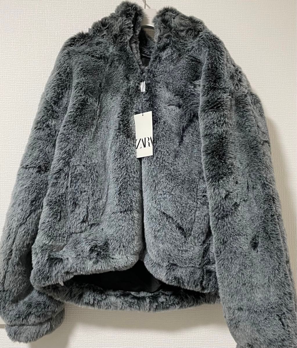 ZARA ザラ フェイクファーフーデッド ジャケット M メンズ ZARA ザラ フェイクファーフーデッド ジャケット M メンズ