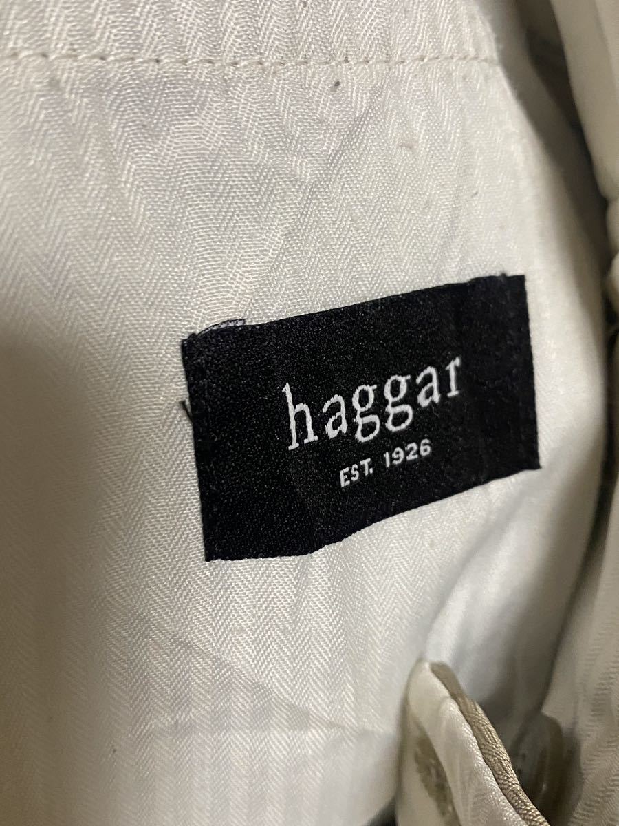 古着 HAGGAY ハガー 無地 ソリッド スラックス トラウザー 2タック パンツ ワイド テーパード ベージュ W36 2XL 大きいサイズ ビッグサイズ_画像5